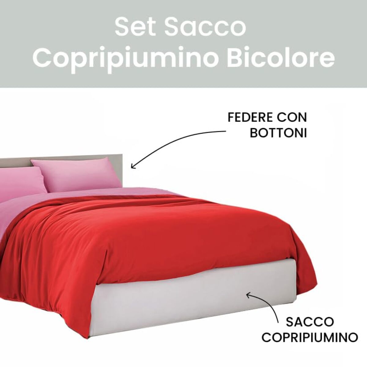 Intrecci Parure Copripiumino Bicolore 100% Cotone Singolo