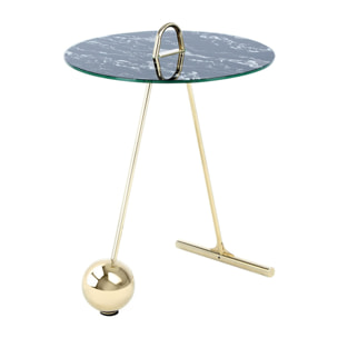 Tavolino di design Pendulum in oro e vetro effetto marmo nero