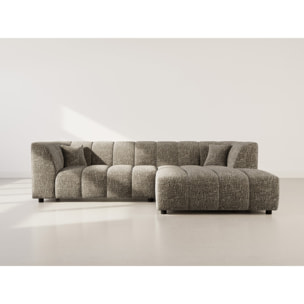 Curtis - canapé d'angle droit 4 places avec accoudoir en tissu texturé - Vert Olive