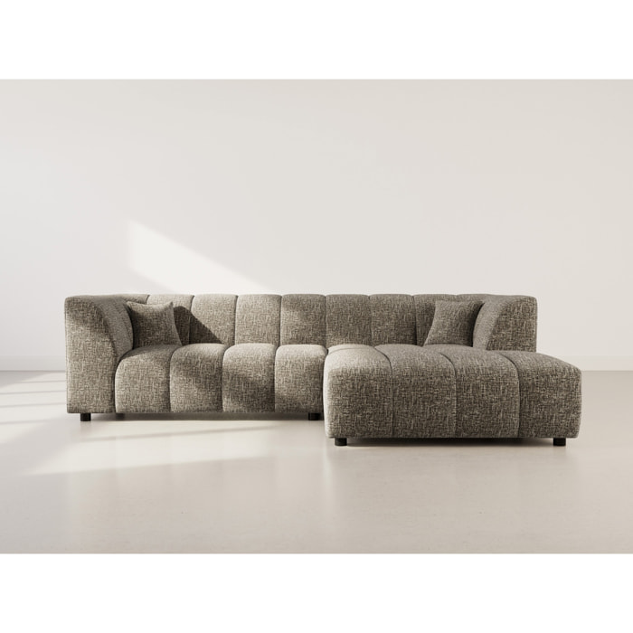 Curtis - canapé d'angle droit 4 places avec accoudoir en tissu texturé - Vert Olive