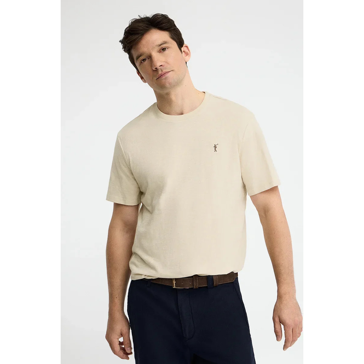 Maglietta beige a maniche corte e fit ampio con logo Rigby Go