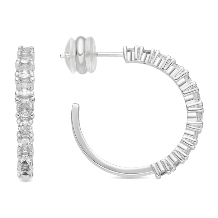 Pendientes de 24mm de diámetro acabado plata y Circonita Brillante