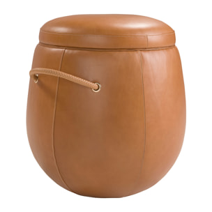 Puff Angel Cerdá con asiento tapizado en piel de origen vacuno en camel 52x52x57cm