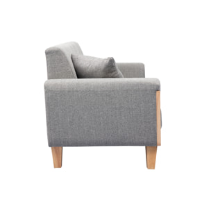 Canapé scandinave 3 places en tissu gris et bois clair FJORD