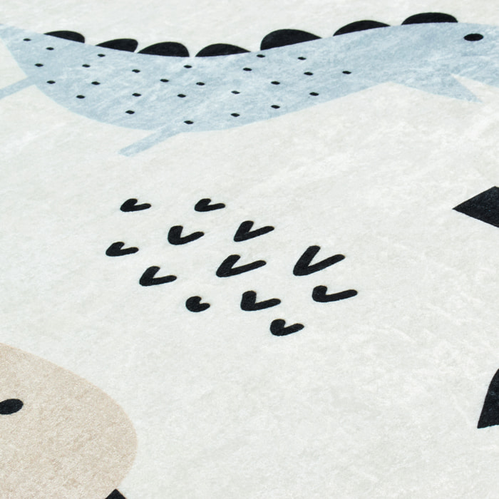 HAPPY - Tapis dinosaure bleu pour chambre enfant et bébé