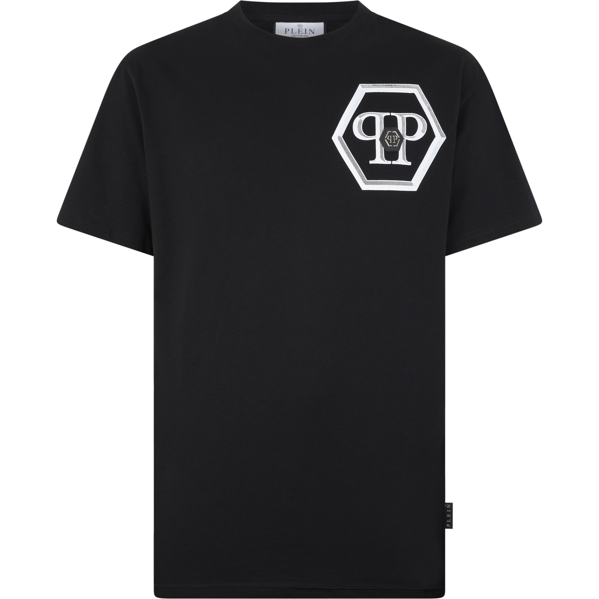 PHILIPP PLEIN Round Neck T-Shirt Lines Hexagon