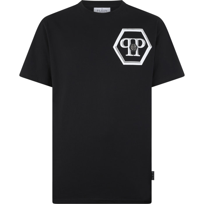 PHILIPP PLEIN Round Neck T-Shirt Lines Hexagon