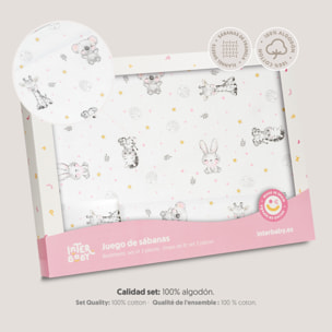 Triptico Cuna Franela Modelo Koala Bco/Rosa