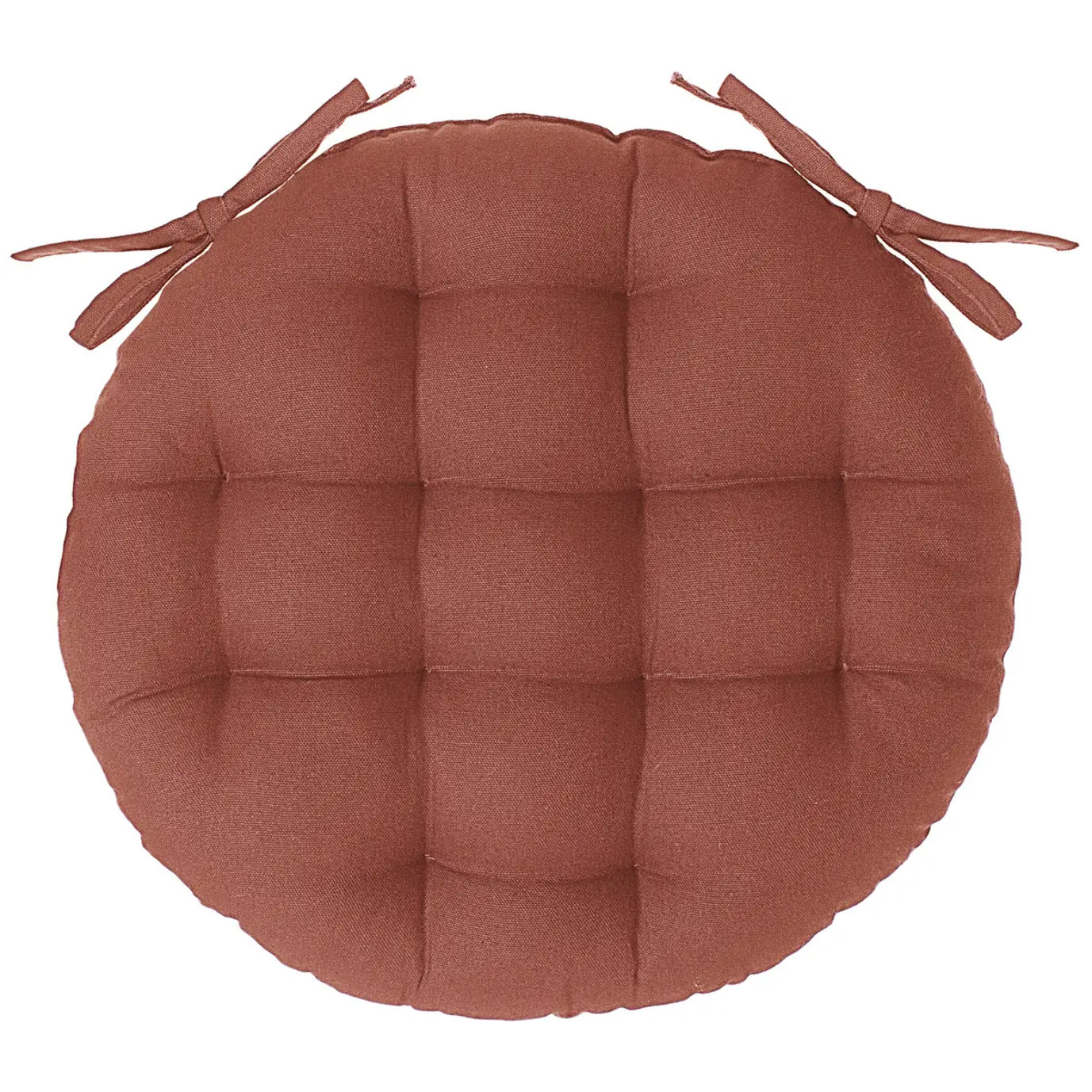 Galette de chaise ronde en coton terracotta D38 cm