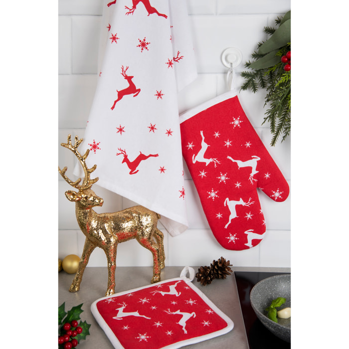 Set torchon avec manique et gant de cuisine Excelsa – Nordic Christmas, Coton Multicolore