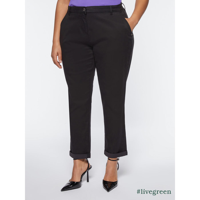 Fiorella Rubino - Pantaloni chinos in TENCEL™ - Nero