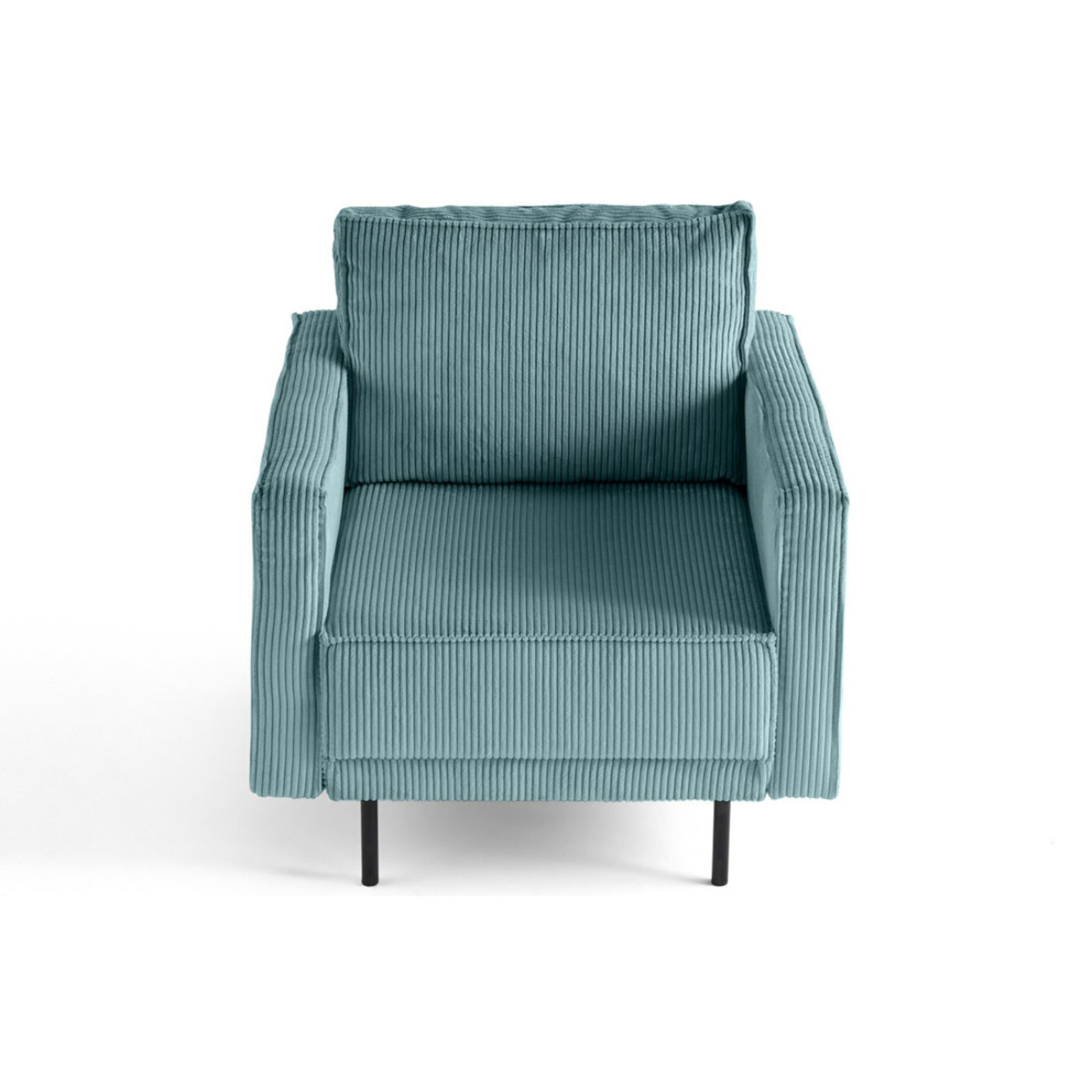 Charlie - fauteuil - pieds hauts - en velours côtelé - Bleu