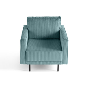 Charlie - fauteuil - pieds hauts - en velours côtelé - Bleu