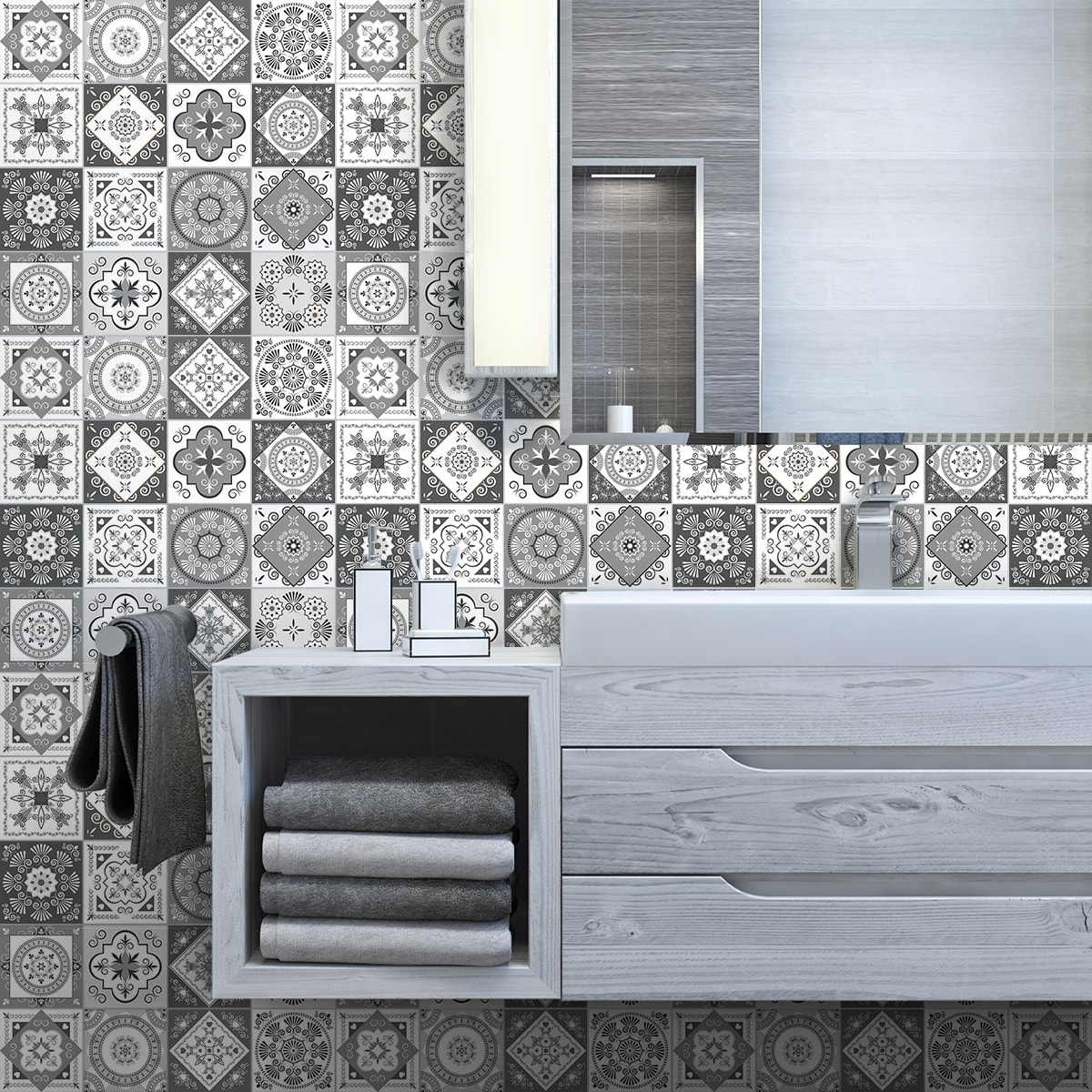 Stickers muraux - Sticker Mural Carrelage adhésif Cuisine Salle de Bain - 24 STICKERS CARRELAGES AZULEJOS TALIHA