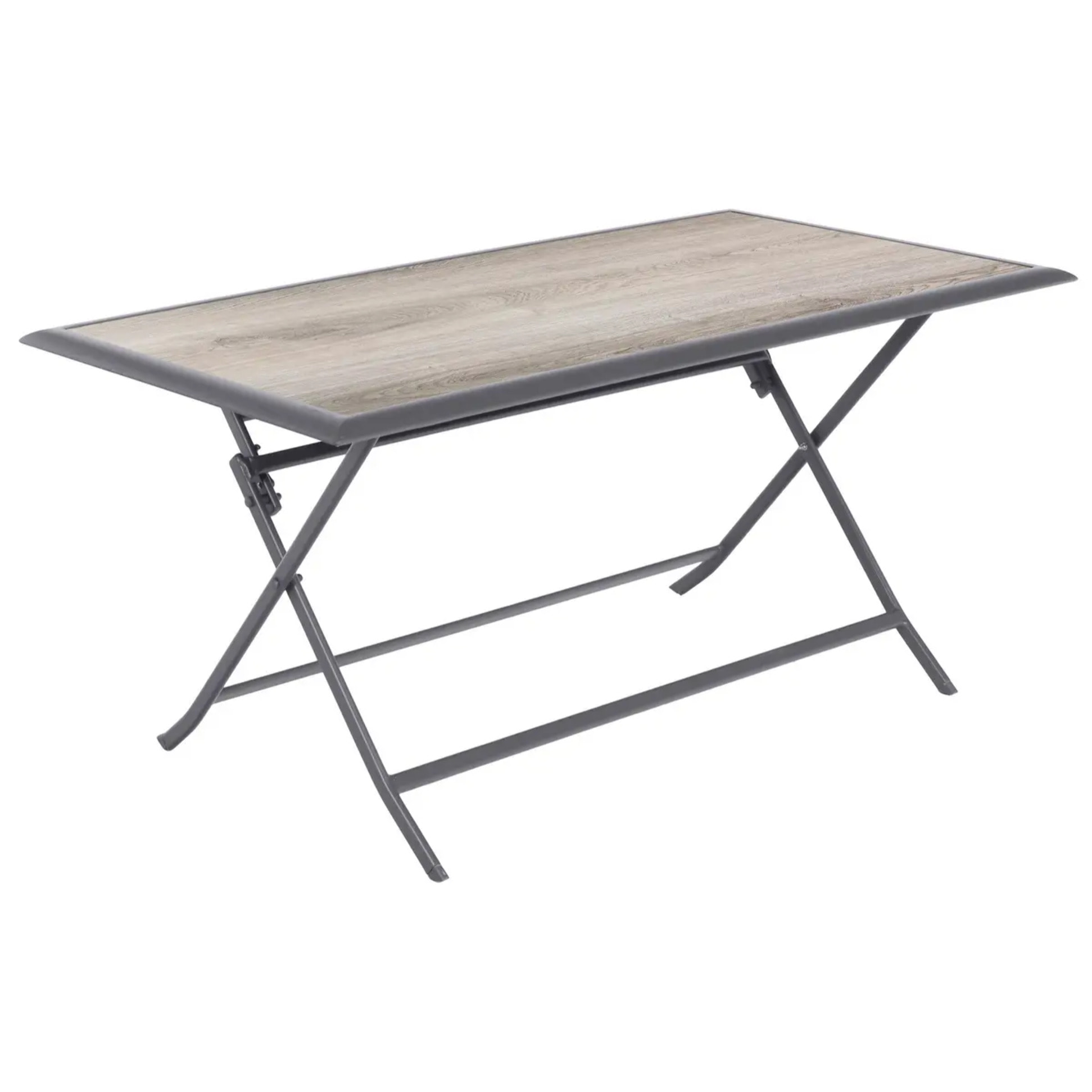 Table de jardin pliante rectangulaire "Azua" gris smoke 6 places en aluminium traité époxy