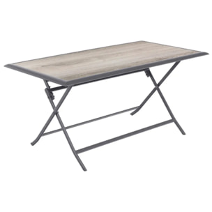 Table de jardin pliante rectangulaire "Azua" gris smoke 6 places en aluminium traité époxy