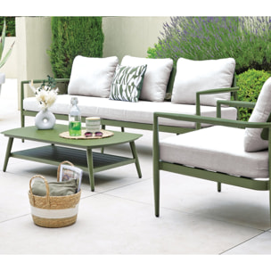 Salon de jardin en aluminium - 5 places - vert sauge - NAÏROBI