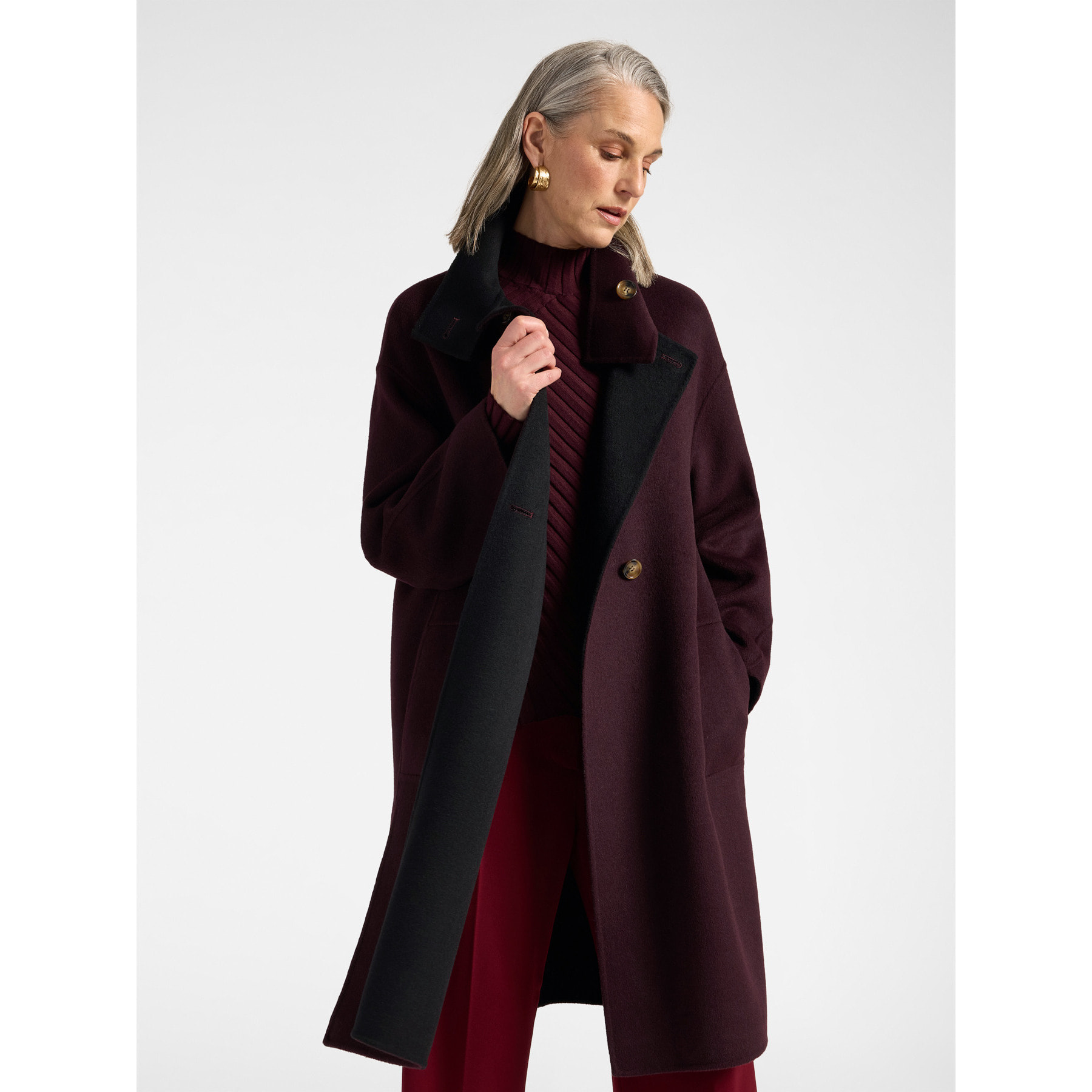 Elena Mirò - Cappotto in double misto lana - Bordeaux