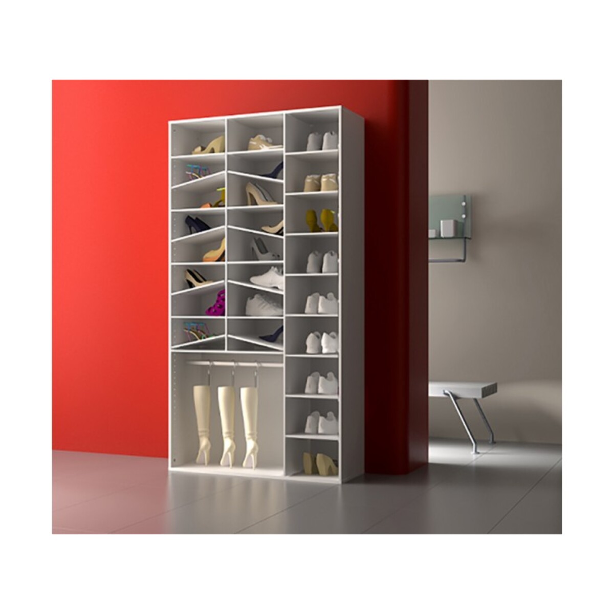 Meuble miroir à chaussures et penderie bottes - YVONNE