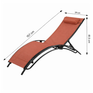Lot de 2 transats ajustables noir et terracota MEDAN