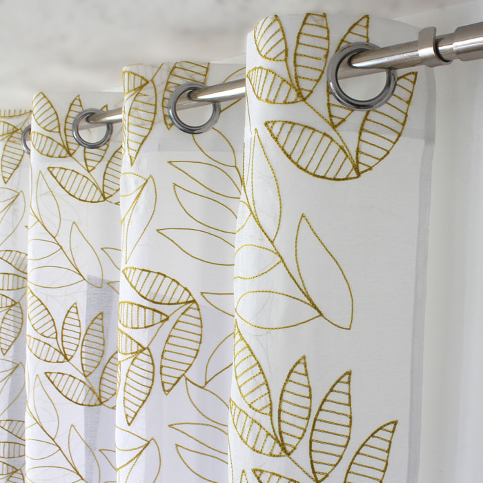 Voilage brodé motif feuillage - Bronze