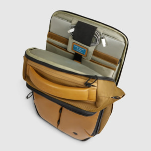 Piquadro Zaino porta pc e iPad® in tessuto riciclato e materiale bio-based con protezioni antiurto e RFID
