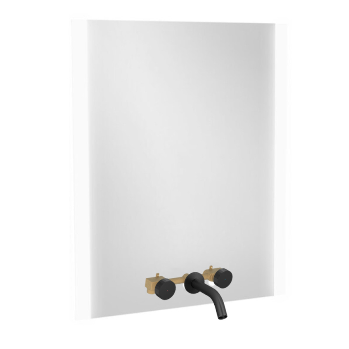 Miroir 3 trous 60 cm + mitigeur lavabo encastré 3 trous Grands Boulevards noir mat