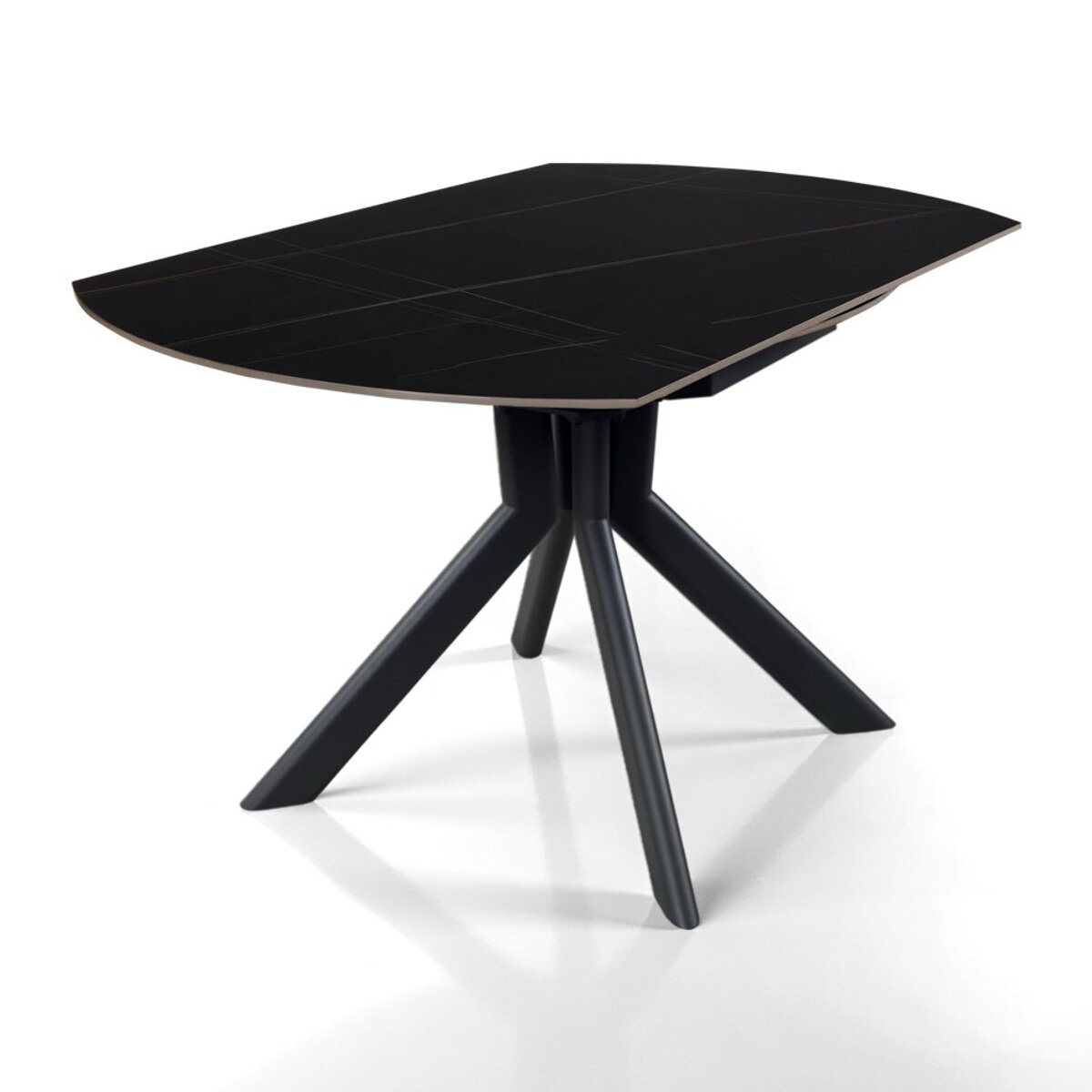 Table à manger extensible Tomasucci TAAK, en céramique, marbre noir, gris H.77 P.85 L.135