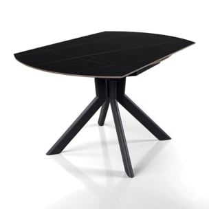 Table à manger extensible Tomasucci TAAK, en céramique, marbre noir, gris H.77 P.85 L.135