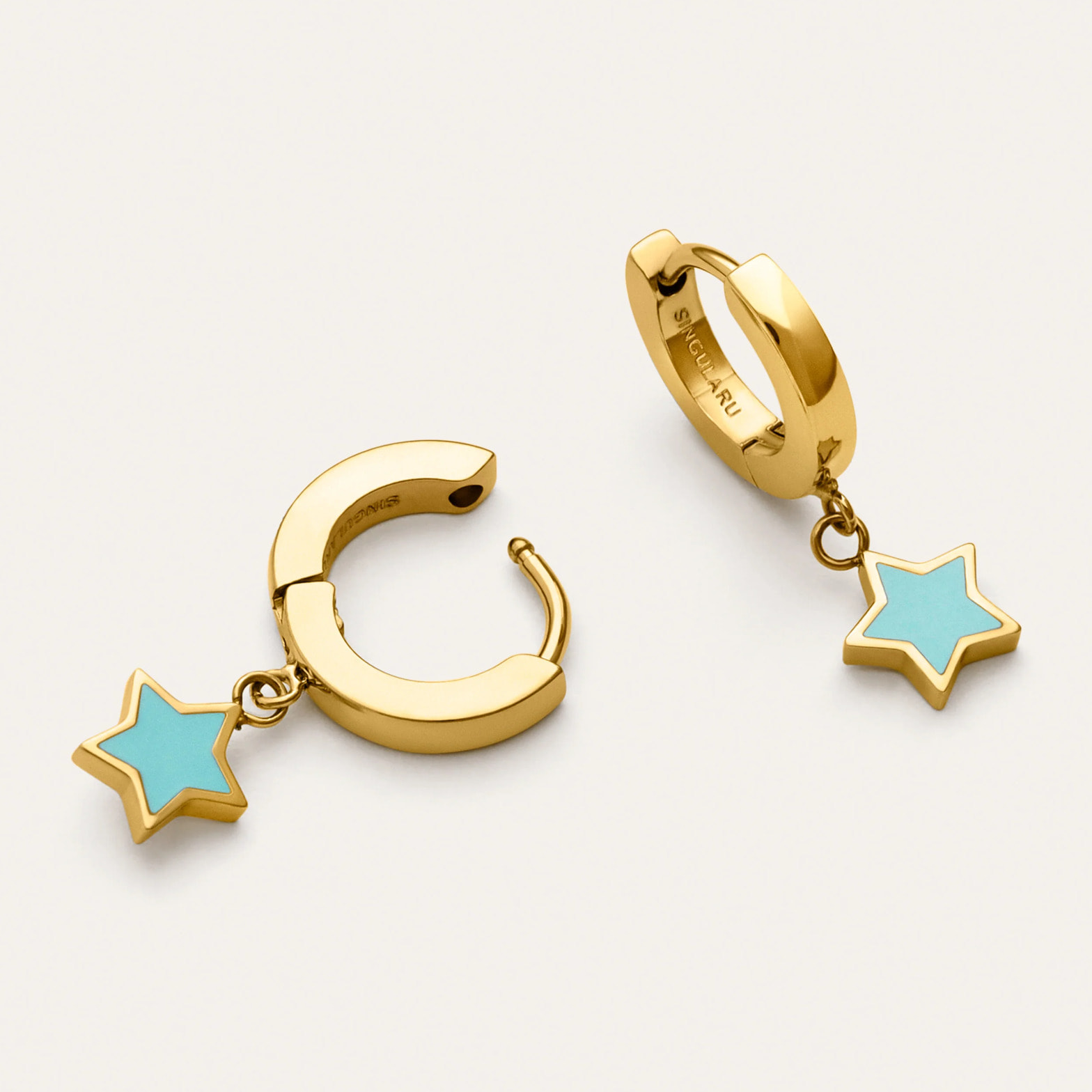 Pendientes Aro Star Sky Acero Baño Oro
