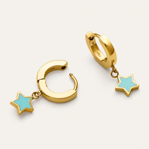 Pendientes Aro Star Sky Acero Baño Oro
