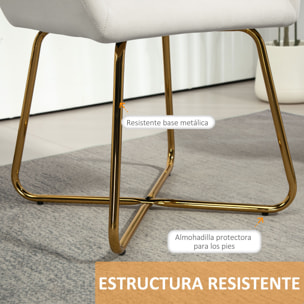 Butaca de Salón Sillón de Salón Tapizado en Terciopelo con Asiento Acolchado Base Metálica Cruzada Sillón Lectura para Sala de Estar Dormitorio Crema