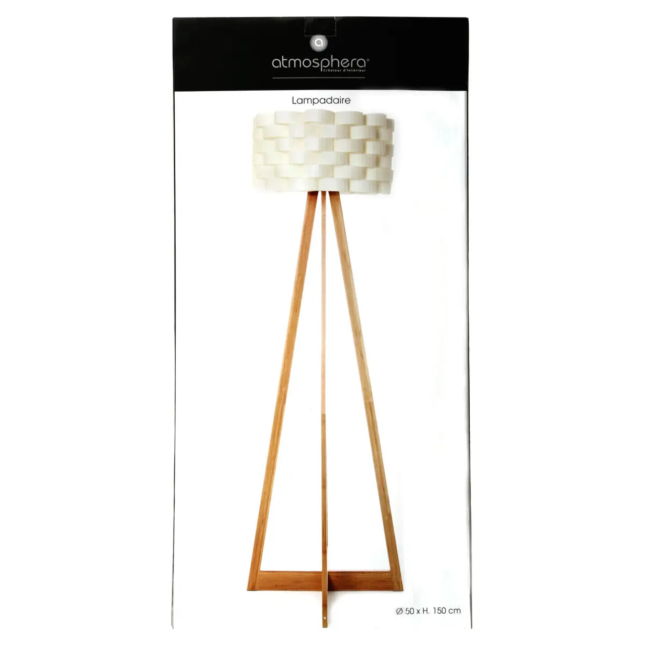 Lampadaire "Moki" - bambou et blanc H150 cm