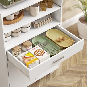Chariot desserte de cuisine - meuble micro-ondes multi-rangement - dim. 59 x 40 x 92 cm - blanc
