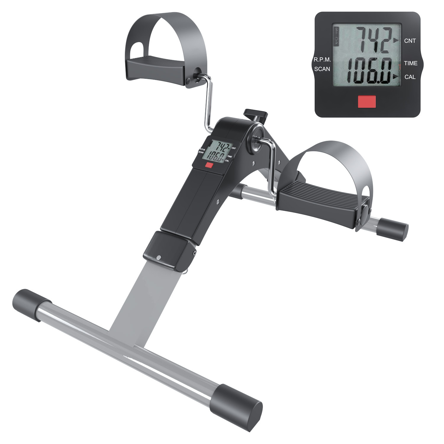 Pedaliera Riabilitazione Mini Cyclette Dispositivo Pieghevole Per Anziani Pedali Antiscivolo Display LCD Esercizio Fitness Da Tavolo Scrivania