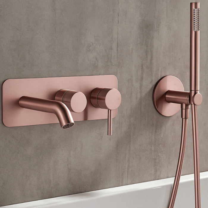 Mitigeur bain douche mécanique mural + douchette 1 jet + corps encastré PAINI Ortence bronze cuivre