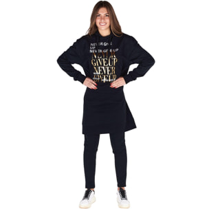 Maxi felpa donna con cappuccio Never Give Up