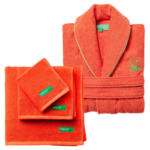 Albornoz algodón + set 3pc toallas de baño 'rainbow' en naranja