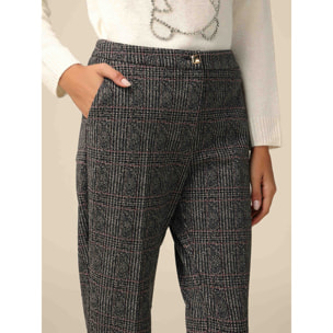 Oltre - Check fabric trousers - Gris