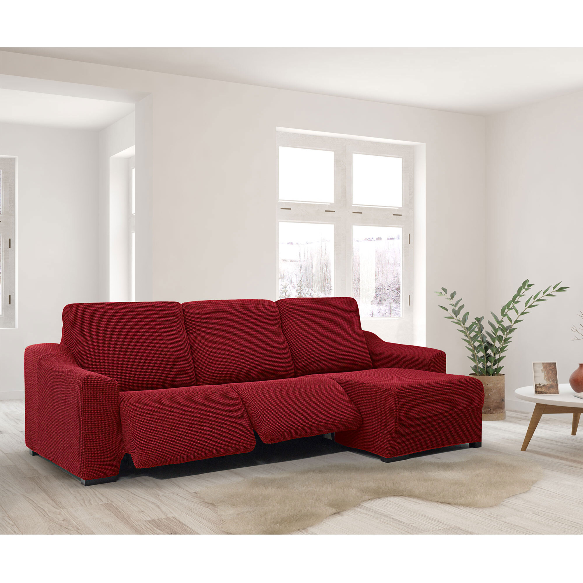 Funda para Chaise Longue derecho (visto de frente ) brazo corto SÚPER ELÁSTICA con RELAX modelo HELENA
