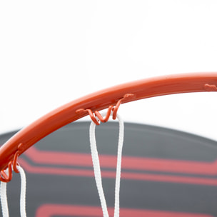 Panier de Basket-Ball sur pied avec poteau panneau - base de lestage sur roulettes - hauteur réglable 5 niveaux 2,45-2,95 m - acier HDPE noir rouge