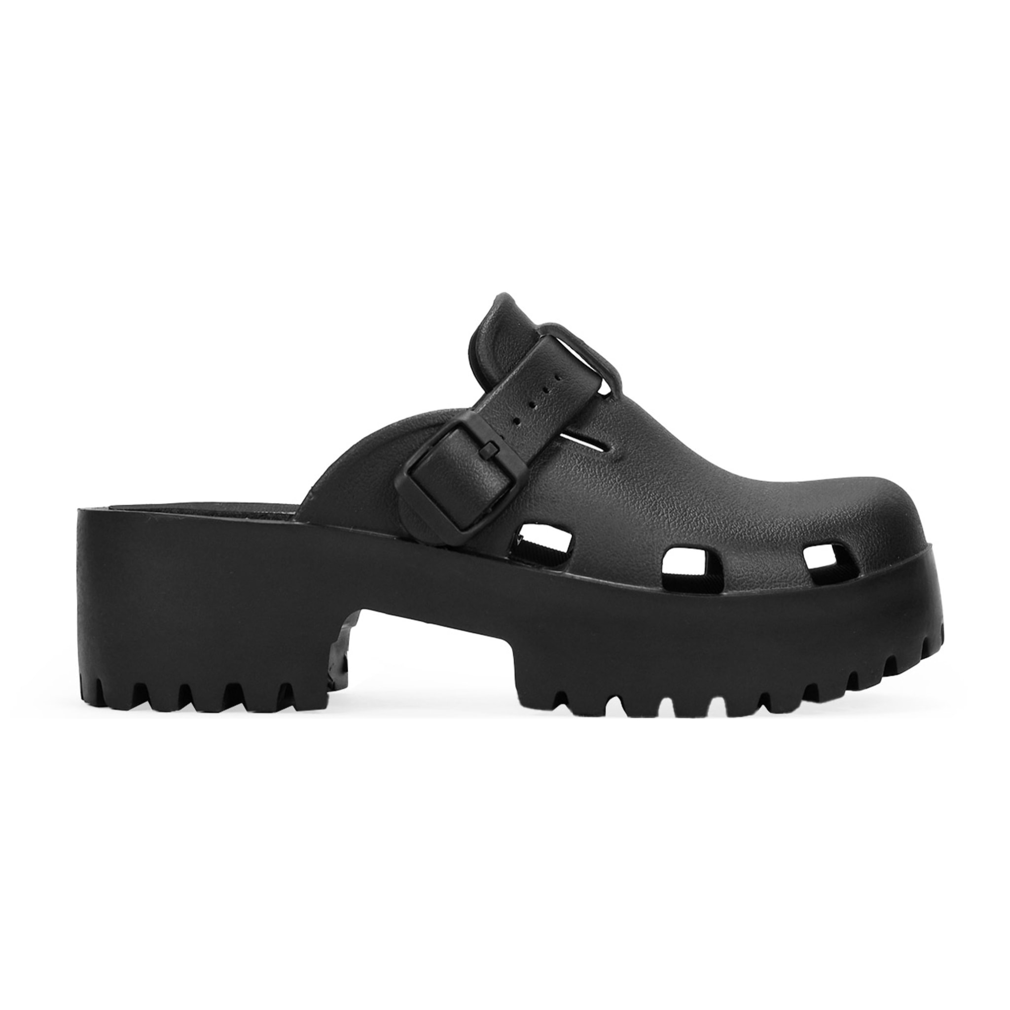 Zuecos de goma negros con plataforma