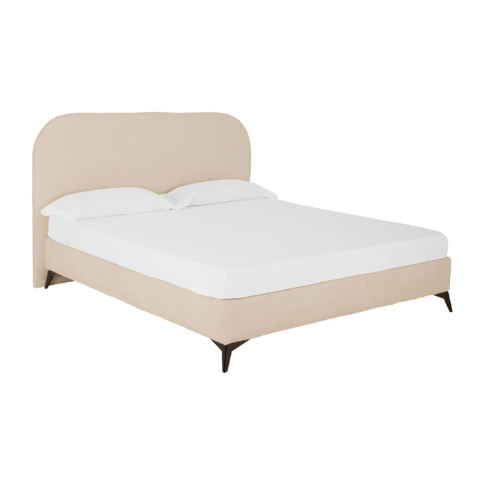 Lit rembourré en boculé beige pour les matelas en différentes tailles