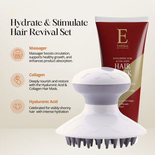 Mascarilla capilar de ácido hialurónico y colágeno + Tratamiento para el cuero cabelludo Masajeador profesional