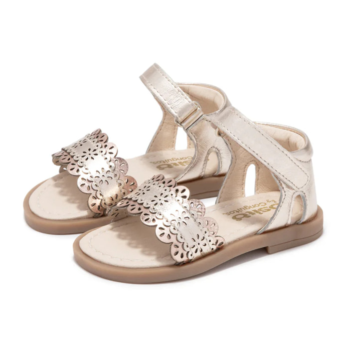 Sandalias De Bebé Hebilla Oro
