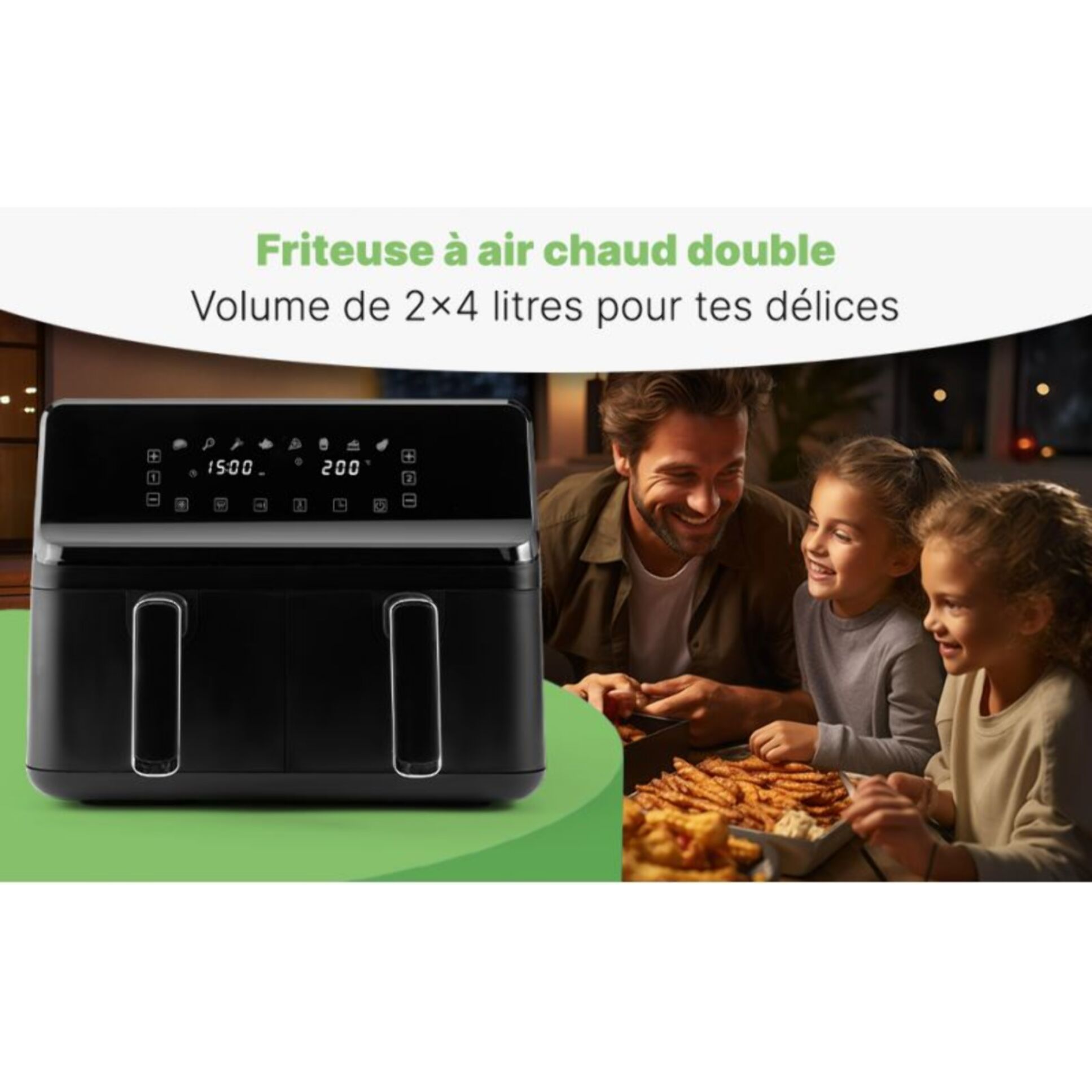 Double friteuse à air chaud 8L Noir Clatronic FR3804H-Noir
