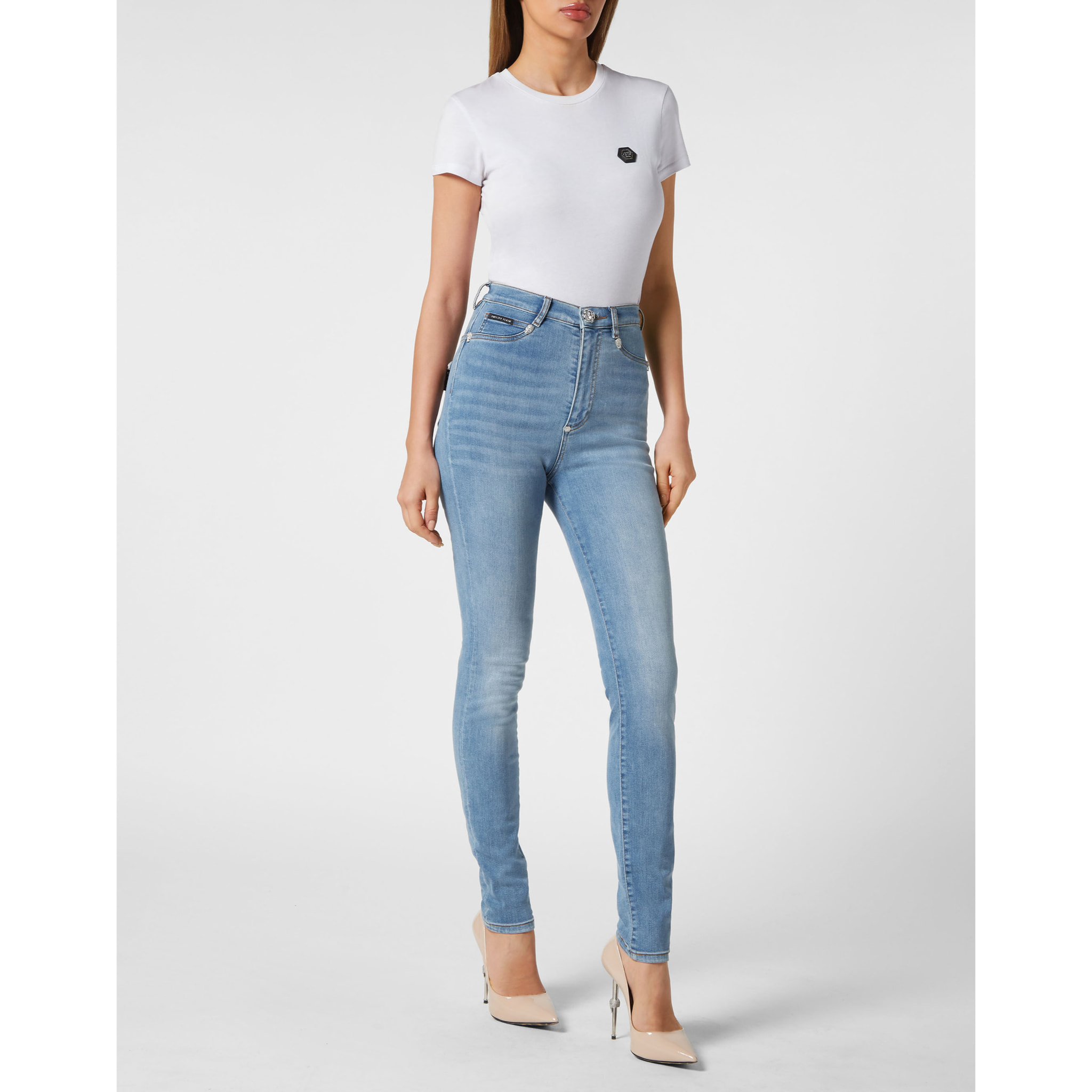 PHILIPP PLEIN Super High Waist Jegging SKULL