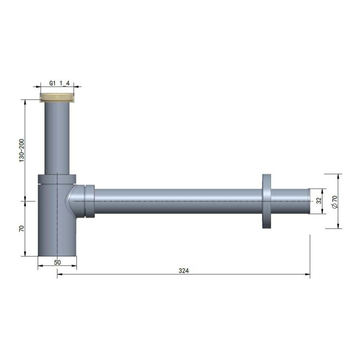 Siphon pour lavabo laiton noir mat  (SIFMBL)