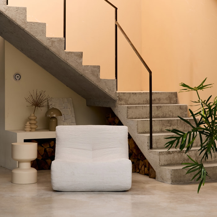 Chauffeuse velours côtelé 1 place crème L 91 x P 105 x H 72 cm - SOKOL