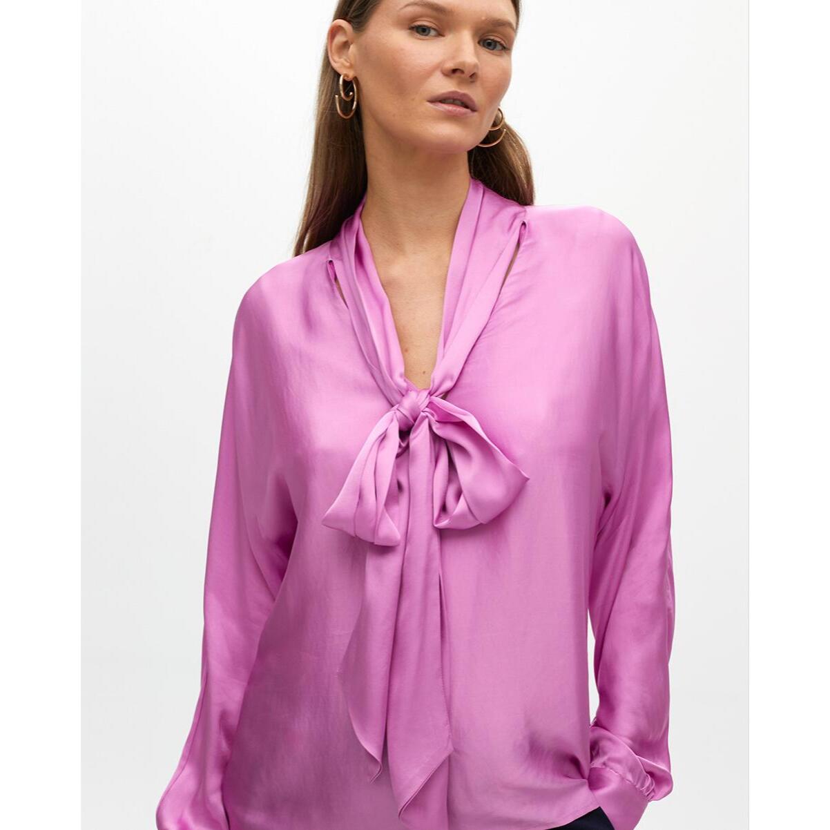 Blusa in Raso Fluida con Fiocco